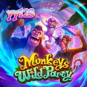 Tampilan visual slot Monkeys Wild Party dengan tema hutan dan monyet yang ceria